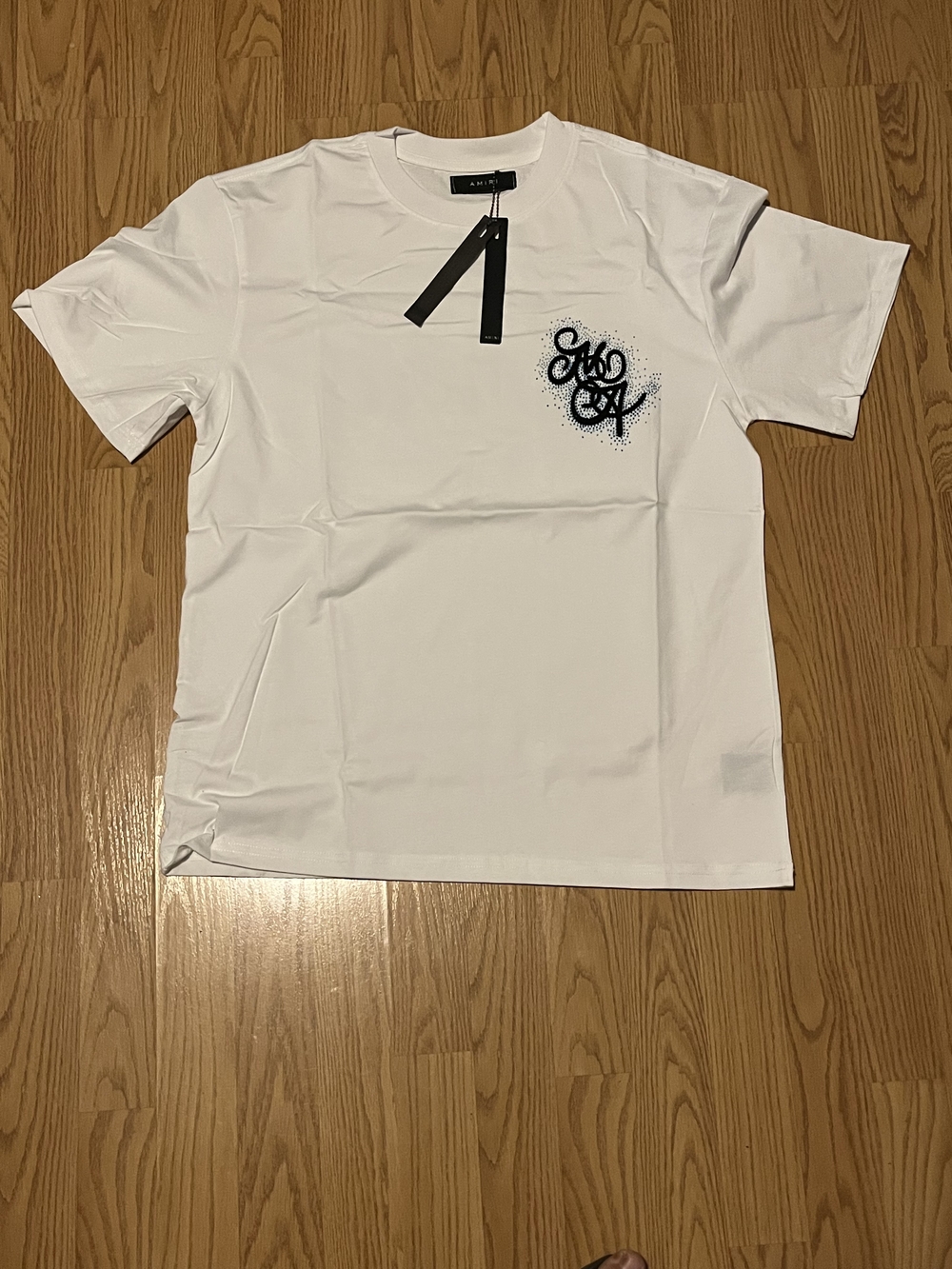 White Amiri T Shirt Graphic Crewneck Tee with Chest Script Logo